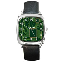 Technology Board Trace Digital Square Metal Watch by artworkshop