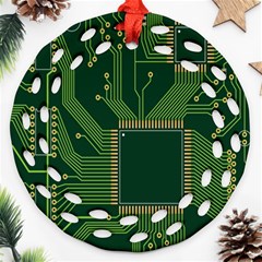 Technology Board Trace Digital Round Filigree Ornament (two Sides) by artworkshop