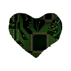 Technology Board Trace Digital Standard 16  Premium Flano Heart Shape Cushions by artworkshop