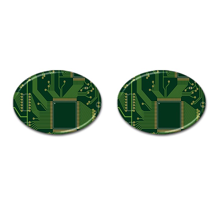 Technology Board Trace Digital Cufflinks (Oval)