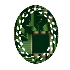 Technology Board Trace Digital Oval Filigree Ornament (two Sides) by artworkshop