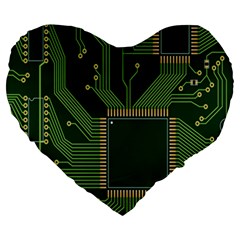 Technology Board Trace Digital Large 19  Premium Heart Shape Cushions by artworkshop