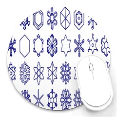 Various Types Of Snowflakes Round Mousepad by artworkshop