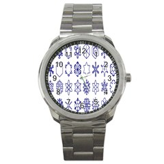 Various Types Of Snowflakes Sport Metal Watch by artworkshop