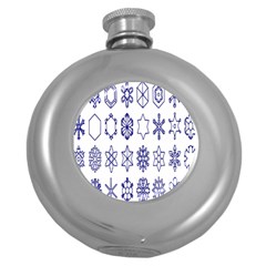 Various Types Of Snowflakes Round Hip Flask (5 Oz) by artworkshop