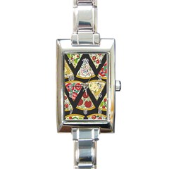 Vector-seamless-pattern-with-italian-pizza-top-view Rectangle Italian Charm Watch