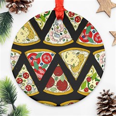 Vector-seamless-pattern-with-italian-pizza-top-view Ornament (Round)