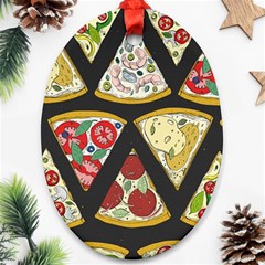 Vector-seamless-pattern-with-italian-pizza-top-view Ornament (Oval)