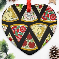 Vector-seamless-pattern-with-italian-pizza-top-view Ornament (Heart)