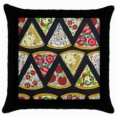 Vector-seamless-pattern-with-italian-pizza-top-view Throw Pillow Case (Black)