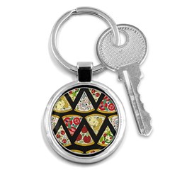 Vector-seamless-pattern-with-italian-pizza-top-view Key Chain (Round)