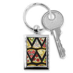 Vector-seamless-pattern-with-italian-pizza-top-view Key Chain (Rectangle)