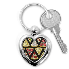 Vector-seamless-pattern-with-italian-pizza-top-view Key Chain (Heart)