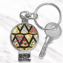 Vector-seamless-pattern-with-italian-pizza-top-view Nail Clippers Key Chain by Pakemis