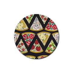 Vector-seamless-pattern-with-italian-pizza-top-view Rubber Coaster (Round)