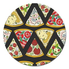 Vector-seamless-pattern-with-italian-pizza-top-view Magnet 5  (Round)