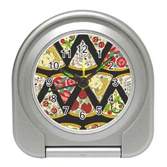 Vector-seamless-pattern-with-italian-pizza-top-view Travel Alarm Clock by Pakemis