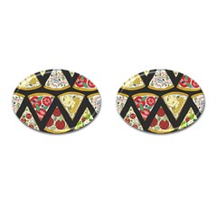 Vector-seamless-pattern-with-italian-pizza-top-view Cufflinks (Oval)