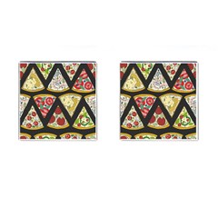 Vector-seamless-pattern-with-italian-pizza-top-view Cufflinks (Square)