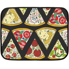 Vector-seamless-pattern-with-italian-pizza-top-view Double Sided Fleece Blanket (mini) by Pakemis