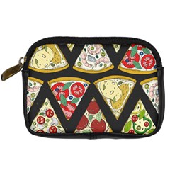 Vector-seamless-pattern-with-italian-pizza-top-view Digital Camera Leather Case