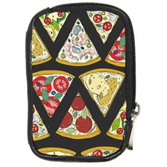 Vector-seamless-pattern-with-italian-pizza-top-view Compact Camera Leather Case