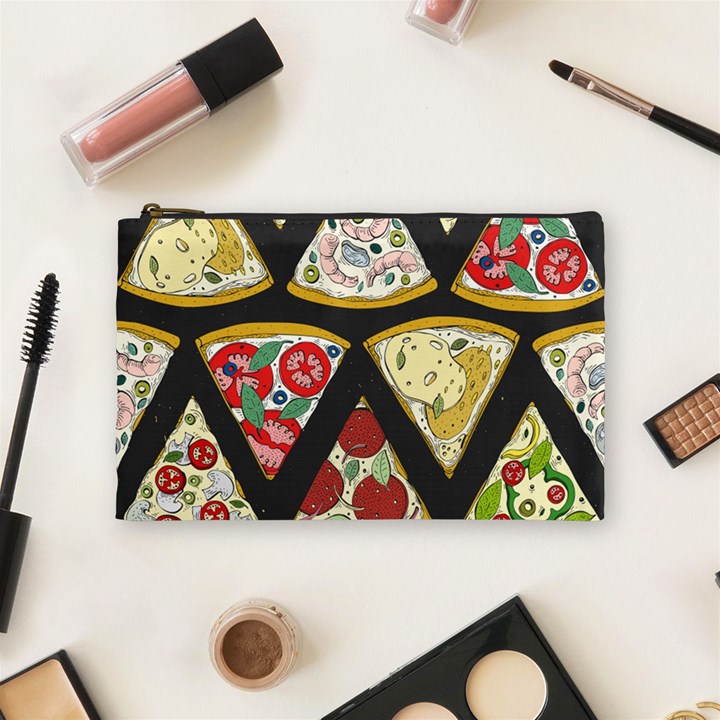 Vector-seamless-pattern-with-italian-pizza-top-view Cosmetic Bag (Medium)