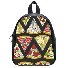 Vector-seamless-pattern-with-italian-pizza-top-view School Bag (Small)