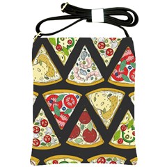 Vector-seamless-pattern-with-italian-pizza-top-view Shoulder Sling Bag by Pakemis