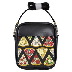 Vector-seamless-pattern-with-italian-pizza-top-view Girls Sling Bag