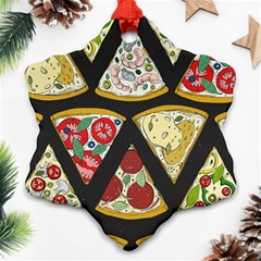 Vector-seamless-pattern-with-italian-pizza-top-view Ornament (Snowflake)