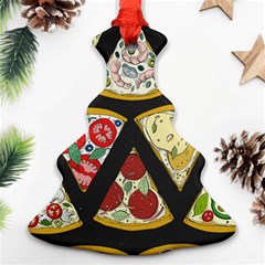 Vector-seamless-pattern-with-italian-pizza-top-view Ornament (Christmas Tree) 