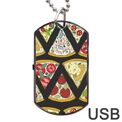 Vector-seamless-pattern-with-italian-pizza-top-view Dog Tag Usb Flash (two Sides) by Pakemis