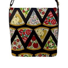 Vector-seamless-pattern-with-italian-pizza-top-view Flap Closure Messenger Bag (L)