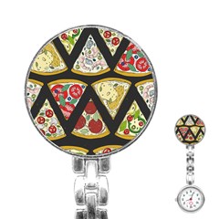 Vector-seamless-pattern-with-italian-pizza-top-view Stainless Steel Nurses Watch