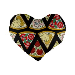 Vector-seamless-pattern-with-italian-pizza-top-view Standard 16  Premium Flano Heart Shape Cushions by Pakemis