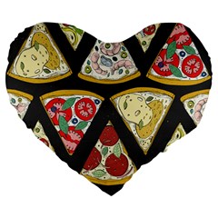 Vector-seamless-pattern-with-italian-pizza-top-view Large 19  Premium Flano Heart Shape Cushions