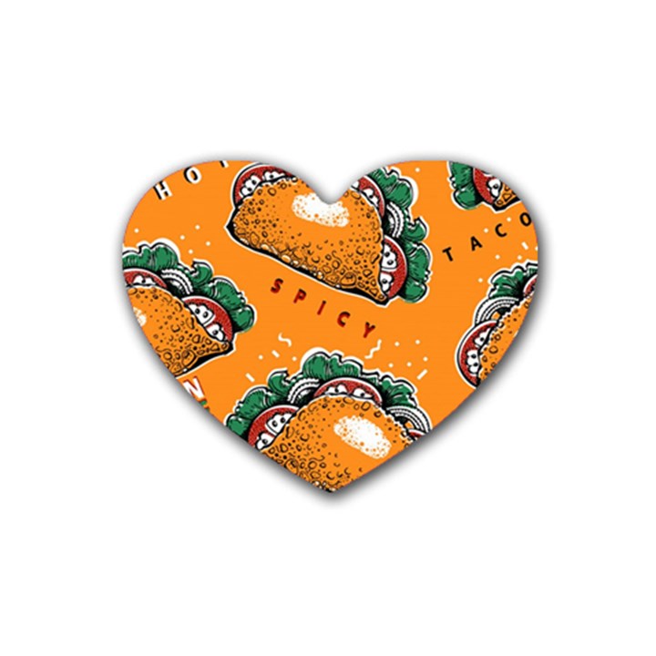 Seamless pattern with taco Rubber Heart Coaster (4 pack)