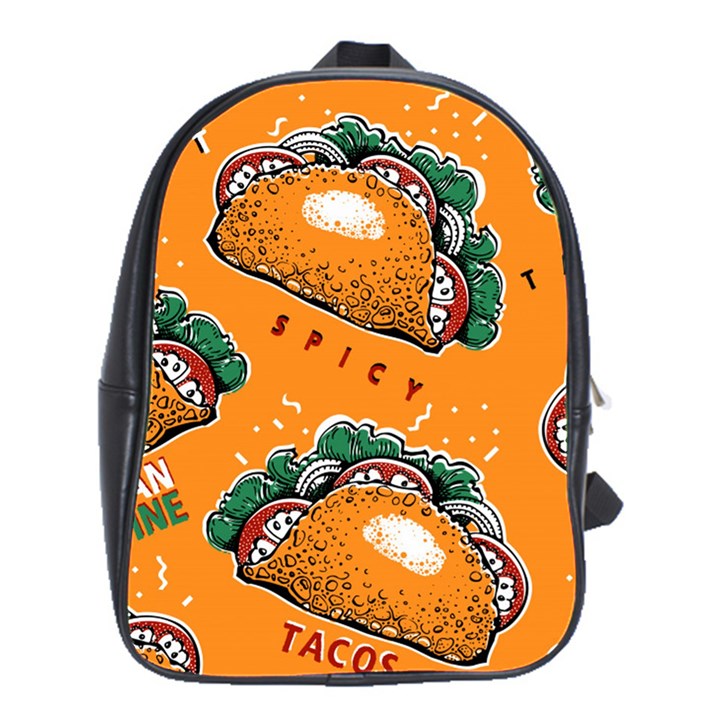 Seamless pattern with taco School Bag (Large)