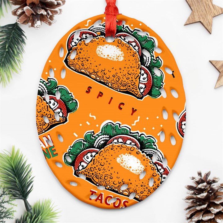 Seamless pattern with taco Oval Filigree Ornament (Two Sides)