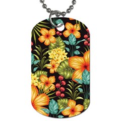 Fabulous Colorful Floral Seamless Dog Tag (two Sides) by Pakemis