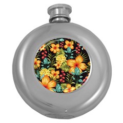 Fabulous Colorful Floral Seamless Round Hip Flask (5 Oz) by Pakemis