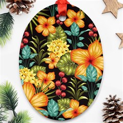 Fabulous Colorful Floral Seamless Oval Ornament (two Sides) by Pakemis