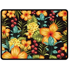 Fabulous Colorful Floral Seamless Fleece Blanket (large) by Pakemis