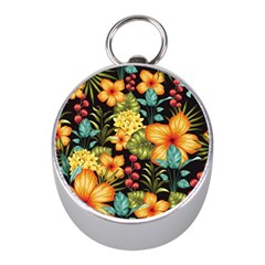 Fabulous Colorful Floral Seamless Mini Silver Compasses by Pakemis