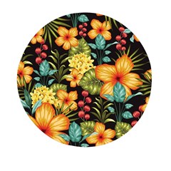 Fabulous Colorful Floral Seamless Mini Round Pill Box by Pakemis