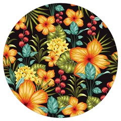 Fabulous Colorful Floral Seamless Round Trivet by Pakemis