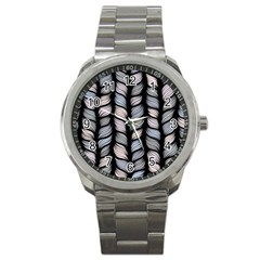 Seamless Pattern With Interweaving Braids Sport Metal Watch