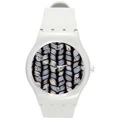 Seamless Pattern With Interweaving Braids Round Plastic Sport Watch (M)