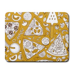 Vector-seamless-pizza-slice-pattern-hand-drawn-pizza-illustration-great-pizzeria-menu-background - Small Mousepad by Pakemis